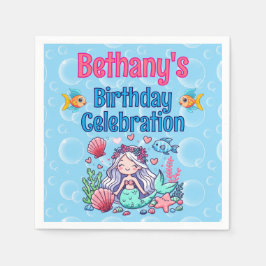 人魚の誕生日 Under The Sea Mermaid Birthday スタンダードカクテルナプキン
