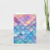 人魚の貝殻の誕生日グリーティングカード 招待状 (裏面)