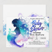 人魚の赤ちゃんのための海の夢のお祝い 招待状 (正面/裏面)