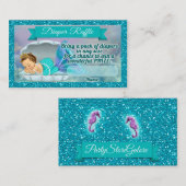 人魚の赤ちゃんのシャワーディーパーラッフルチケット #130 エンクロージャーカード (正面/裏面)