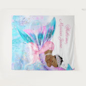 人魚の赤ちゃんのシャワー背景 アフリカの人魚 タペストリー (正面(横))