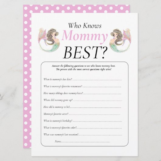 人魚の赤ちゃんのシャワー　海の下で 招待状 (正面/裏面)