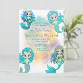 人魚の赤ちゃんのシャワー　海の中の女の子 招待状 (スタンド正面)