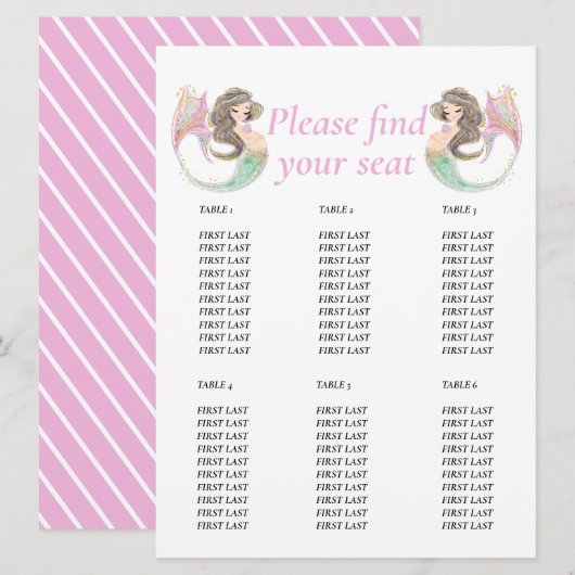 人魚の赤ちゃんのシャワー 海の中 招待状 (正面/裏面)