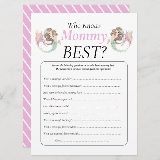 人魚の赤ちゃんの歓迎会　海の中 招待状 (正面/裏面)