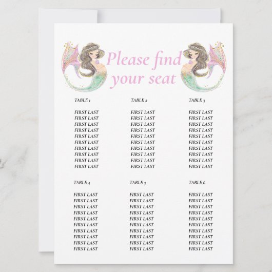 人魚の赤ちゃんの歓迎会 海の中 招待状 (正面)