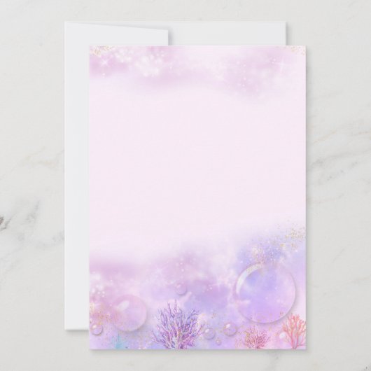 人魚の赤ちゃんシャワーのお誘いのベビーガール 招待状 (裏面)