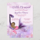 人魚の赤ちゃんシャワーのお誘いのベビーガール 招待状 (正面/裏面)