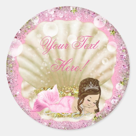 人魚の赤ちゃんシャワーのシール ラウンドシール (正面)