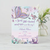 人魚の赤ちゃんシャワーの赤ちゃん女の子  招待状 (スタンド正面)