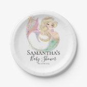 人魚の赤ちゃんシャワー母になる ペーパープレート (正面)