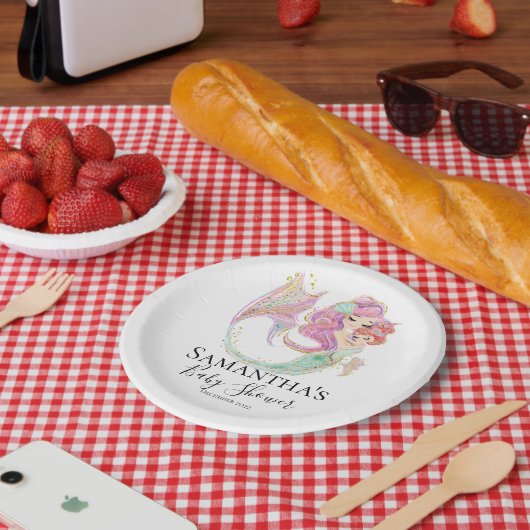 人魚の赤ちゃんシャワー甘い小さな人魚 ペーパープレート (ピクニック)