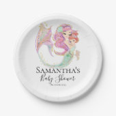 人魚の赤ちゃんシャワー甘い小さな人魚 ペーパープレート (正面)