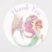 人魚の赤ちゃんシャワー甘い小さな人魚 ラベル (デザイン1)