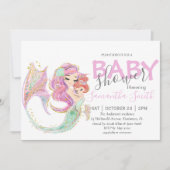 人魚の赤ちゃんシャワー甘い小さな人魚 案内状 (正面)