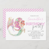 人魚の赤ちゃんシャワー甘い小さな人魚 案内状 (正面/裏面)