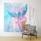 人魚の赤ちゃんシャワー背景エスニック人魚 タペストリー (インサイチュ(横))