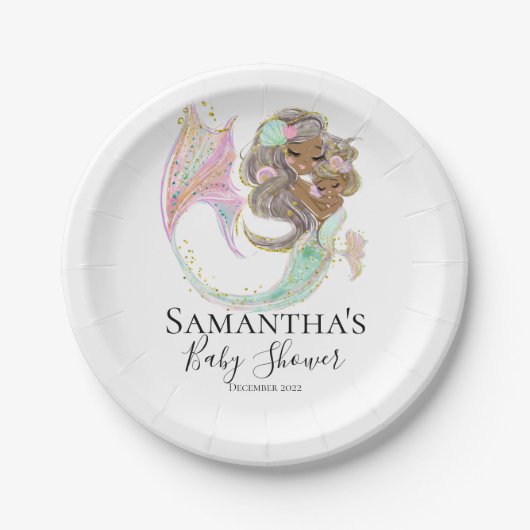 人魚の赤ちゃんシャワー航海の ペーパープレート (正面)