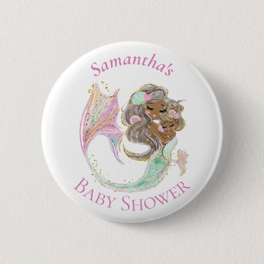 人魚の赤ちゃんシャワー航海の 缶バッジ (正面)