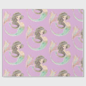 人魚の赤ちゃんシャワー。海の下。グリッターラップ ラッピングペーパー (フラット)