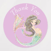 人魚の赤ちゃんシャワー。海の下。グリッターラベル ラベル (デザイン1)