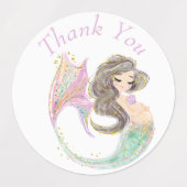 人魚の赤ちゃんシャワー。海の下。グリッター ラベル (デザイン1)