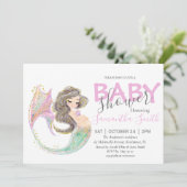 人魚の赤ちゃんシャワー。海の下。グリッター 案内状 (スタンド正面)