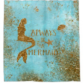 人魚の金ゴールドのグリッターの人魚の視野が常にあって下さい シャワーカーテン (正面)