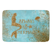 人魚の金ゴールドのグリッターの人魚の視野が常にあって下さい バスマット (正面)