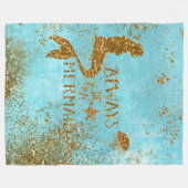 人魚の金ゴールドのグリッターの人魚の視野が常にあって下さい フリースブランケット (正面(横))