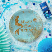 人魚の金ゴールドのグリッターの人魚の視野が常にあって下さい ペーパープレート (パーティー)