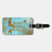 人魚の金ゴールドのグリッターの人魚の視野が常にあって下さい ラゲッジタグ (正面横)