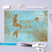 人魚の金ゴールドのグリッターの人魚の視野が常にあって下さい 薄葉紙 (クラフト)