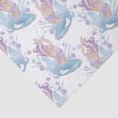 人魚の青いラベンダーのヒトデの海の貝 薄葉紙 (詳細)