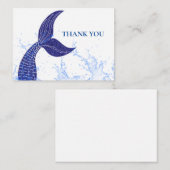 人魚の青い尾のサンキューカード ノートカード (正面/裏面)