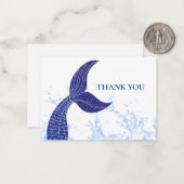 人魚の青い尾のサンキューカード ノートカード (正面/裏面インサイチュ)
