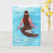 人魚の髪が波に落ちたグリーティングカード カード (黄色い花)