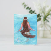 人魚の髪が波の葉書に落ちた ポストカード (スタンド正面)