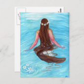 人魚の髪が波の葉書に落ちた ポストカード (正面/裏面)