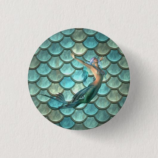 人魚の鱗の模様 缶バッジ (正面)