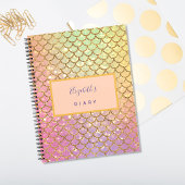 人魚の鱗ピンクパープル海緑グリッター日記 ノートブック