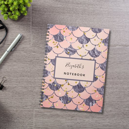 人魚の鱗 ピンク 桃 紫 ノートブック