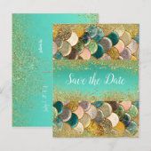 人魚の鱗 マルチカラー グラムチック セーブ・ザ・デート 案内ポストカード (正面/裏面)