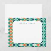 人魚の鱗 マルチカラー 子供用カスタマイズ ノートカード (正面/裏面)