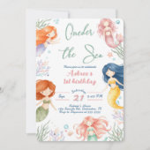人魚の1歳の誕生日パーティー ONEder The Sea 人魚 招待状 (正面)