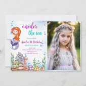 人魚の1歳誕生日パーティー ワンダー・ザ・シー フォト 招待状 (正面)