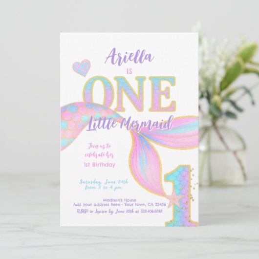 人魚の1歳誕生日 招待状 (スタンド正面)