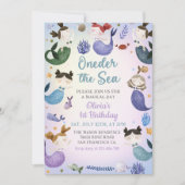 人魚の1歳誕生日 海の特別なパーティー 招待状 (正面)