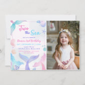 人魚の2歳の誕生日　海のパーティーの写真 招待状 (正面)