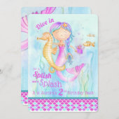 人魚の2歳誕生日招待状 招待状 (正面/裏面)